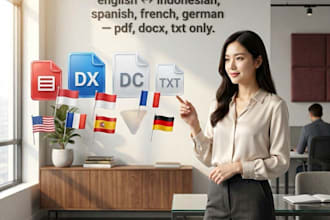 manually translate documents en, id, es,de, fr