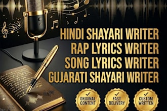 write hindi gujarati shayari rap lyrics and song lyrics