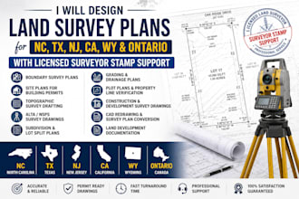 design land survey plan in nc tx nj ca wy ontario, land surveyor stamp pe