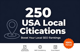 do 250 USA local citations and directory submission for local SEO