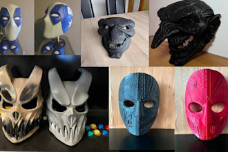 sculpt 3d mask 3d helmet cosplay mask halloween 3d print and paint mask stl