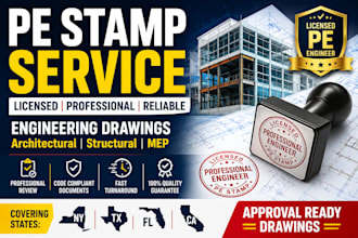 provide pe stamp for architectural structural and mep drawing in ny tx fl