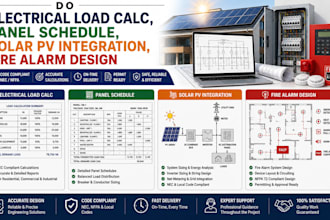 do electrical load calc, panel schedule, solar pv integration fire alarm design