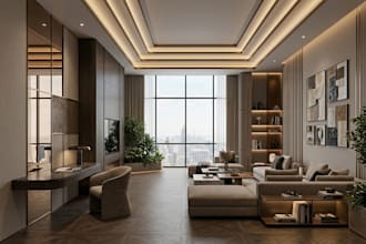 design interior for modern apartment house office, room decor and airbnb space