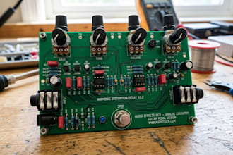 design printed circuit board pcb for audio devices, guitar pedals and analog aud