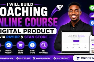 build  coaching  online course digital product via payhip stan store with seo