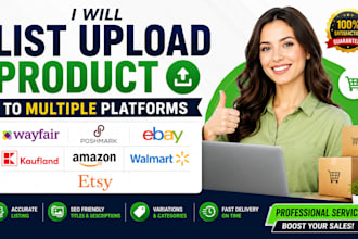 list upload product to wayfair poshmark ebay kaufland amazon walmart etsy setup
