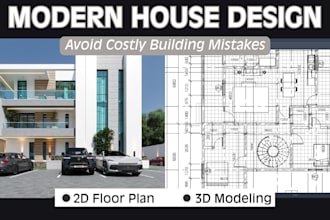 design modern house plans, duplexes, villas with 2d and 3d views