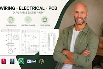 professional wiring diagram drafting, electrical drawing, pcb schematic cad