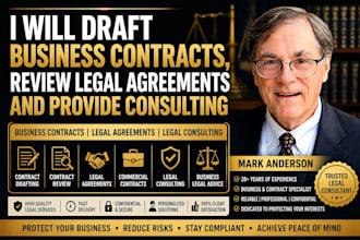 draft business contracts, review legal agreements and provide legal consulting