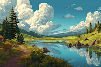 draw a flat vector landscape illustration