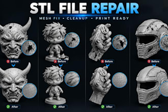 3d scan cleanup, stl file repair, mesh repair stl, custom modification