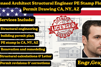 licensed structural engineer permit drawings texas california florida pe stamp