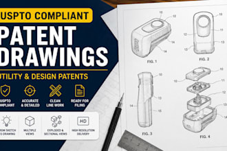 create uspto compliant patent drawings for utility and design patents
