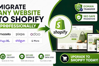 migrate mozello pixpa odoo pagexl shogun to shopify website domain transfer