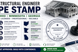 structural engineer review, pe stamp, permit drawings for ohio minnesota georgia