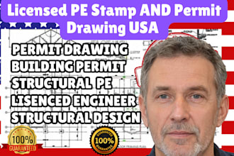 structural permit drawing and provide pe stamp for tx ca fl mo MD in wi
