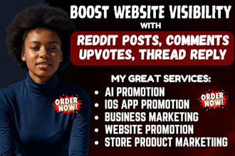do reddit SEO post to market ai, IOS app, business website or store product link