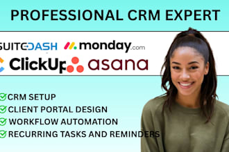 setup asana clickup monday crm suitedash automations and project management