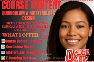 create online course content curriculum and masterclass design for elearning