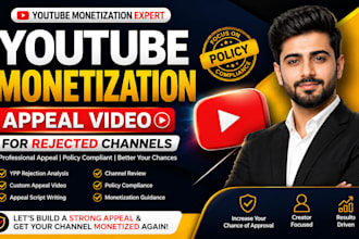 create a professional youtube monetization appeal video for rejected ypp channel