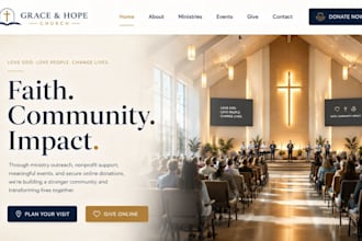 design wix church ministry website nonprofit church donation fundraising website