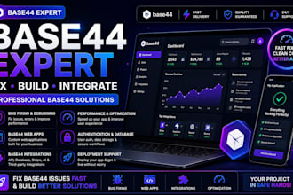 fix base44 bugs, build base44 webapp and integrate base44 within 24hrs