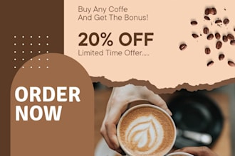 design attractive social media posts and menu for restaurants cafes