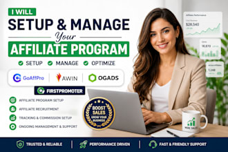 setup and manage goaffpro, awin, ogads affiliate program