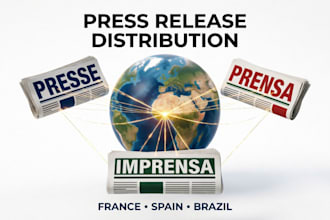 write and distribute your press release to france spain and brazilian media