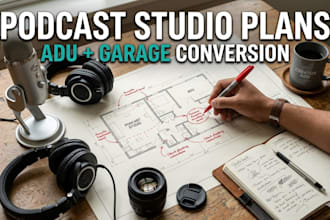 architectural plans and garage conversion layouts for backyard podcast studios