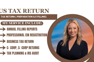 prepare annual report, ein registration, us tax filling, income tax income