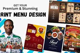 design digital menu, food menu board, takeaway menu, trifold or animated design
