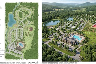 design campground, rv park, pool, farm and resort layouts with 2d, 3d site plans
