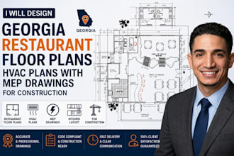 design georgia restaurant floor plans, hvac plans mep drawings for constructions