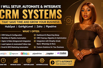 hubspot gohighlevel zoho automation pipedrive CRM setup, zapier make integration