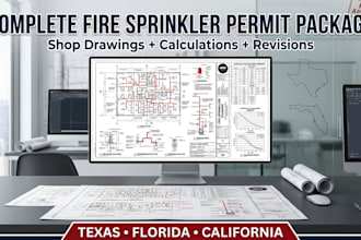 prepare complete fire sprinkler permit package drawings in usa