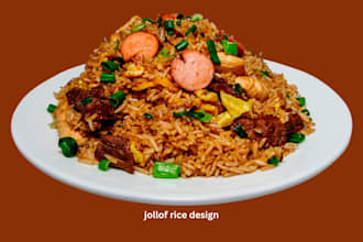 design jollof rice and fried rice with chicken