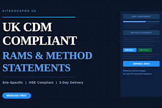 write a UK cdm compliant rams or method statement