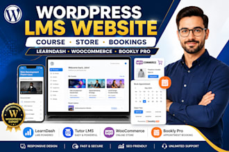 redesign wordpress lms course website design woocommerce store setup bookly pro