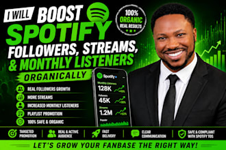 boost spotify followers, streams and monthly listeners organically