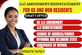 do llc amendment llc reinstatement llc dissolution llc address change close ein
