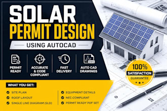 provide residential or commercial solar permit design using autocad