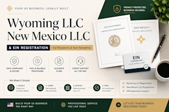 register your wyoming llc,new mexico llc and obtain ein