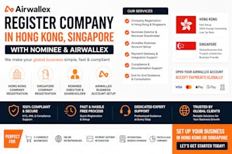 register company in hong kong, singapore with nominee and airwallex