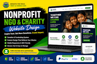 design a nonprofit, ngo, charity, 501c3 website with donation and fundraising