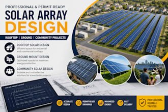 design solar array design for rooftop, ground community design