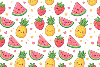 create seamless cartoon fruit designs for fabric