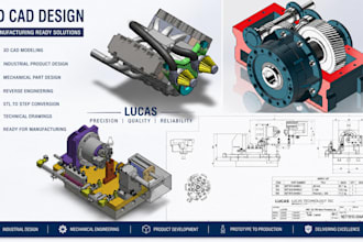 do 3d cad modeling, mechanical and industrial product ready for manufacturing