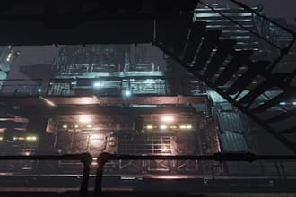 create sci fi cyberpunk 3d game environment terrain design for unity unreal